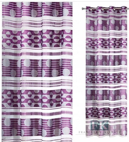 ZASŁONA 140x250 FIOLETOWE KOŁA STYL FRANCUSKI VINTGE RETRO