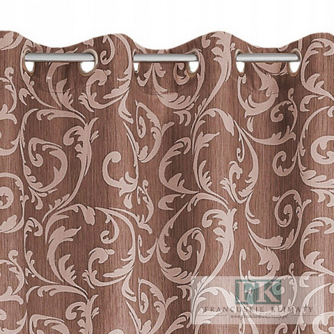 ZASŁONY BRĄZOWE ORNAMENTY 140X250 STYL FRANCUSKI VINATGE RETRO