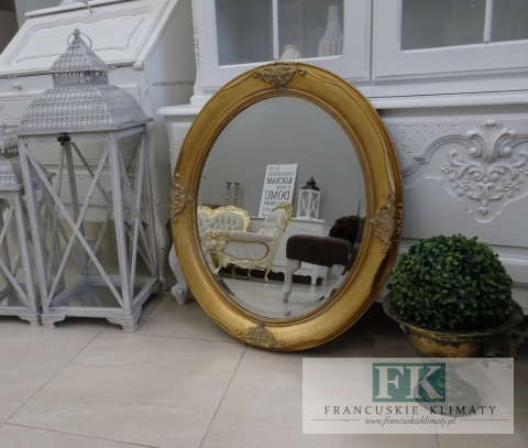 LUSTRO OWALNE ZŁOTE 75 cm W STYLU FRANCUSKIM , PROWANSALSKI LUSTRO OWALNE ZŁOTE 75 cm W STYLU FRANCUSKIM , PROWANSALSKI