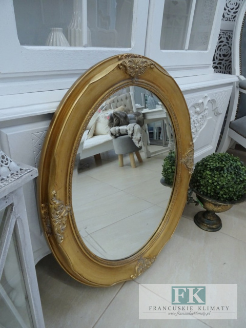 LUSTRO OWALNE ZŁOTE 75 cm W STYLU FRANCUSKIM , PROWANSALSKI LUSTRO OWALNE ZŁOTE 75 cm W STYLU FRANCUSKIM , PROWANSALSKI