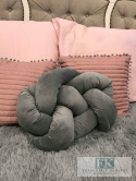 PODUSZKA SIWA VELVET PLUSZ SUPEŁ PRECEL KNOT PILLOW