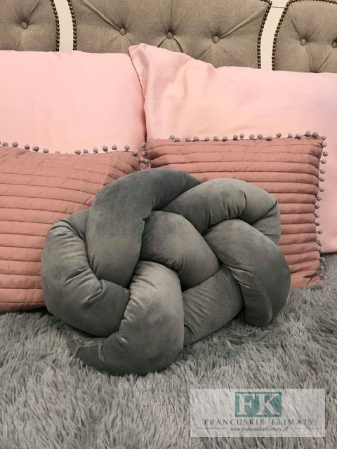PODUSZKA SIWA VELVET PLUSZ SUPEŁ PRECEL KNOT PILLOW PODUSZKA SIWA VELVET PLUSZ SUPEŁ PRECEL KNOT PILLOW