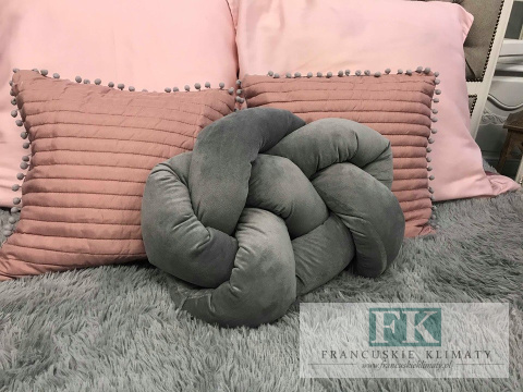 PODUSZKA SIWA VELVET PLUSZ SUPEŁ PRECEL KNOT PILLOW PODUSZKA SIWA VELVET PLUSZ SUPEŁ PRECEL KNOT PILLOW