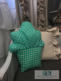 PODUSZKA MUFFINKA BAWEŁNA 34 CM zielono-biała BABECZKA HANDMADE