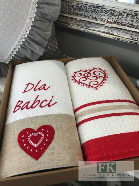 KPL ŚCIERECZEK BAWEŁNIANYCH KUCHENNYCH LEN haft styl sielanka
