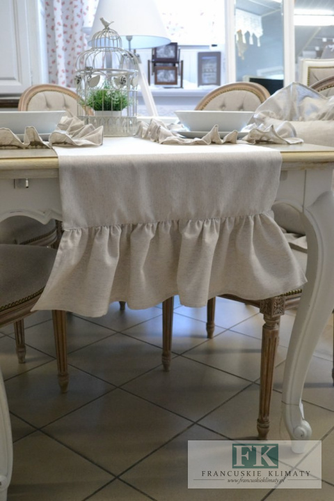 PRZEPIĘKNY BIEŻNIK FALBANY 45 x 170 STYL FRANCUSKI VINTAGE PROWENSALSKI