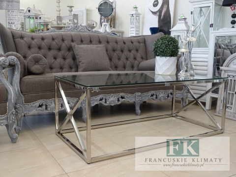 STAL + SZKŁO STOLIK KAWOWY SZER. 120 CM W STYLU GLAMOUR , HAMPTON