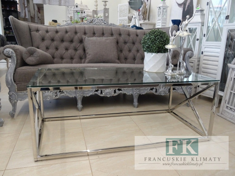 STAL + SZKŁO STOLIK KAWOWY SZER. 120 CM W STYLU GLAMOUR , HAMPTON STAL + SZKŁO STOLIK KAWOWY SZER. 120 CM W STYLU GLAMOUR , HAMPTON