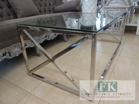 STAL + SZKŁO STOLIK KAWOWY SZER. 120 CM W STYLU GLAMOUR , HAMPTON STAL + SZKŁO STOLIK KAWOWY SZER. 120 CM W STYLU GLAMOUR , HAMPTON