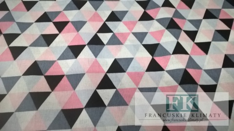 TKANINA BAWEŁNIANA , BAWEŁNA 100% , szer 160 CM TRÓJKĄTY RÓŻOWE