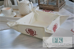KOSZYK NA PIECZYWO Z KOLEKCJI CZERWONE SERCE PROWANSJA SHABBY FRANCJA