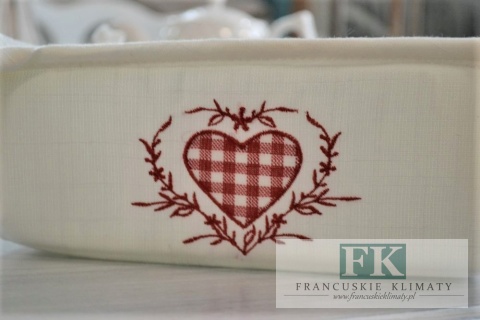 KOSZYK NA PIECZYWO Z KOLEKCJI CZERWONE SERCE PROWANSJA SHABBY FRANCJA