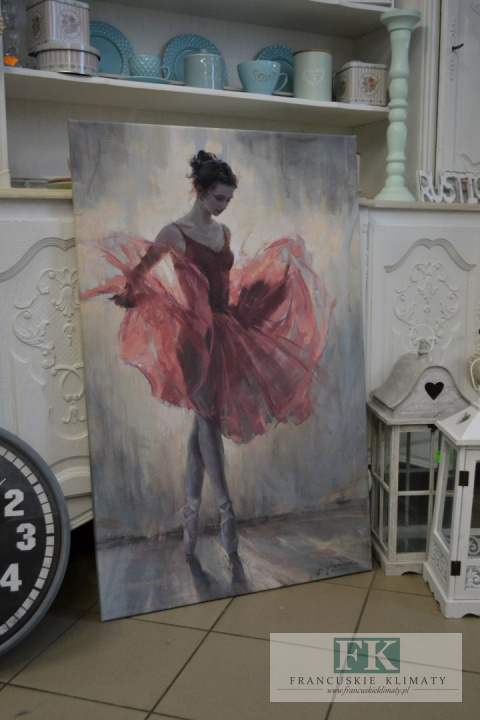 OBRAZ NA PŁÓTNIE 70/110 BALETNICA W CZERWIENI