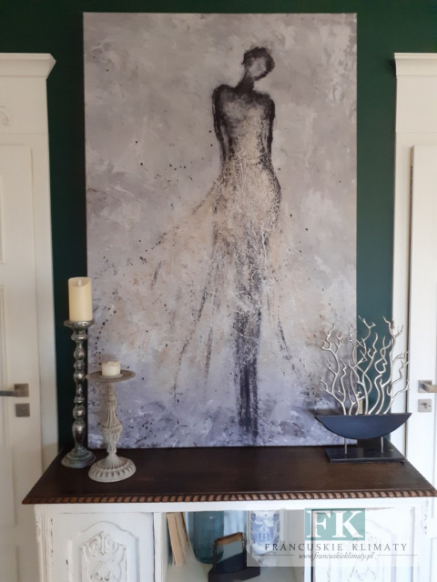 OBRAZ NA PŁÓTNIE 100/160 KOBIETA W ŻÓLTEJ SUKNI