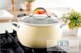 GARNEK 1,6L / fi 16 CM CREAM ZE STALI NIERDZEWNEJ Z POKRYWĄ