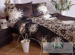 POŚCIEL 160X200 BRĄZOWE KWIATY 100 % BAWEŁNA
