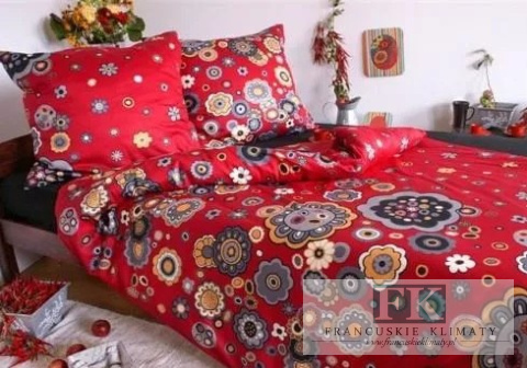 POŚCIEL 160X200 CZEROWNE ŁĄKA 100% BAWEŁNA