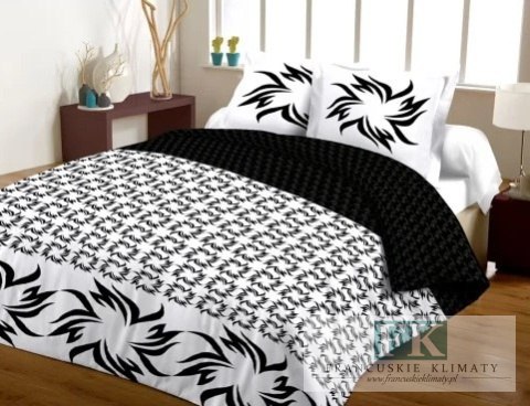 POŚCIEL BIEL-CZERŃ 160X200 100% BAWEŁNA SATYNOWA