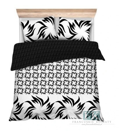 POŚCIEL BIEL-CZERŃ 160X200 100% BAWEŁNA SATYNOWA