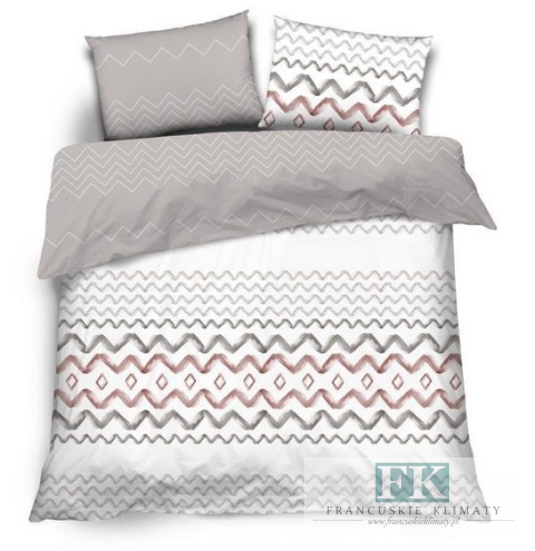 POŚCIEL DWUSTRONNA ZYGZAK 220X200 100% BAWEŁNA SATYNOWA