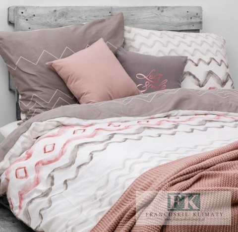 POŚCIEL DWUSTRONNA ZYGZAK 220X200 100% BAWEŁNA SATYNOWA
