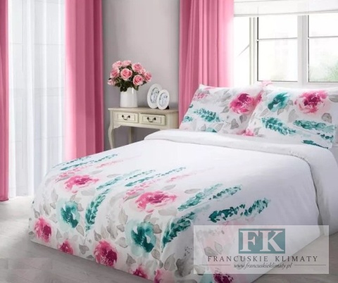 POŚCIEL MALOWANE KWIATY 220X200 100% BAWEŁNA SATYNOWA