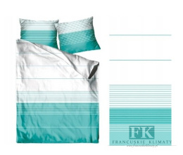 POŚCIEL MIĘTOWE PASY 160X200 100% BAWEŁNA