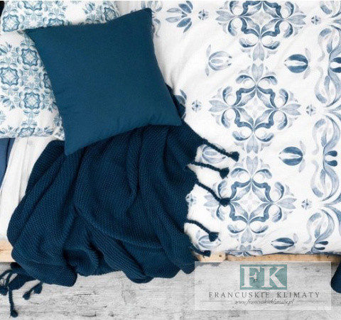 POŚCIEL NIEBIESKIE WZORY 220X200 100% BAWEŁNA SATYNOWA