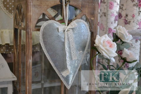 DEKORACJA SERCE METAL KORONKA 27 CM SHABBY CHICPROWANSJA VINTAGE RETRO