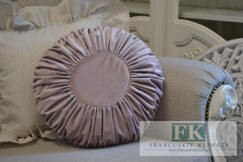 EKSLUZYWNA PODUSZKA 40 CM PUDROWY RÓŻ PLISOWANA VELVET WELWET STYL FRANCUSKI