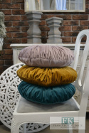 EKSLUZYWNA PODUSZKA 40 CM PUDROWY RÓŻ PLISOWANA VELVET WELWET STYL FRANCUSKI