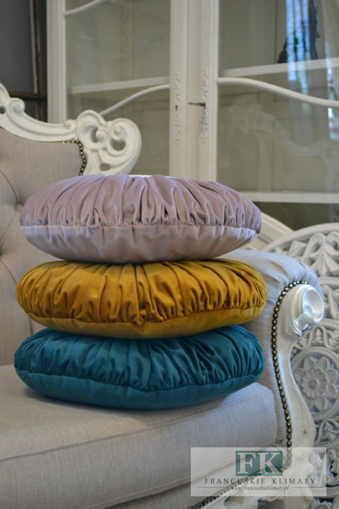 EKSLUZYWNA PODUSZKA 40CM MUSZTARDA PLISOWANA VELVET WELWET STYL FRANCUSKI