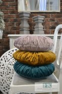 EKSLUZYWNA PODUSZKA 40CM MUSZTARDA PLISOWANA VELVET WELWET STYL FRANCUSKI