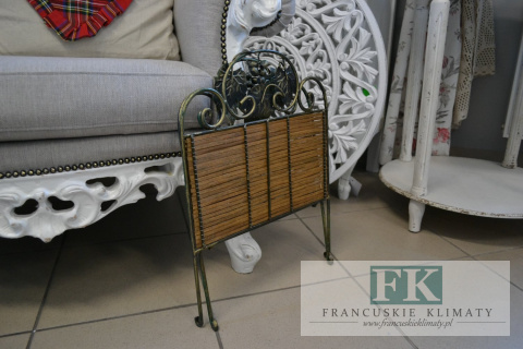 GAZETNIK METAL KUTY RATTAN VINATGE RETRO