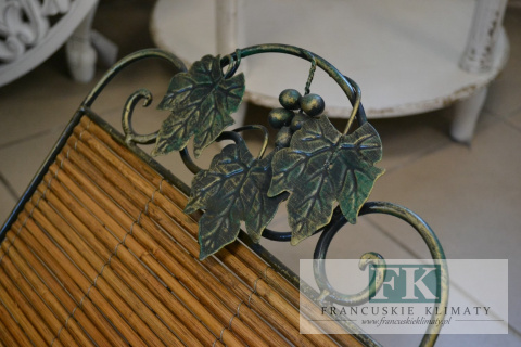 GAZETNIK METAL KUTY RATTAN VINATGE RETRO