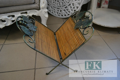 GAZETNIK METAL KUTY RATTAN VINATGE RETRO