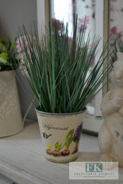 METALOWA OSŁONKA HIACYNT WAZON 10 CM PROWANSJA FRANCJA