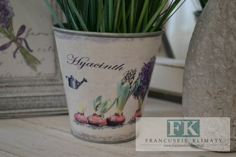 METALOWA OSŁONKA HIACYNT WAZON 10 CM PROWANSJA FRANCJA