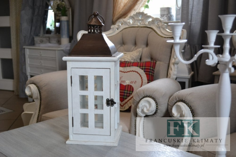 PIĘKNA BIAŁA LATARNIA lampion 45 CM DREWNO SHABBY CHIC PIĘKNA BIAŁA LATARNIA lampion 45 CM DREWNO SHABBY CHIC