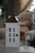 PIĘKNA BIAŁA LATARNIA lampion 45 CM DREWNO SHABBY CHIC PIĘKNA BIAŁA LATARNIA lampion 45 CM DREWNO SHABBY CHIC
