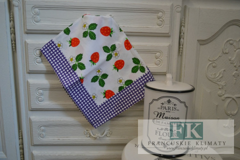 ŚCIERECZKA KUCHENNA TRUSKAWKI KRATKA FIOLET 65X50 BAWEŁNA 100%