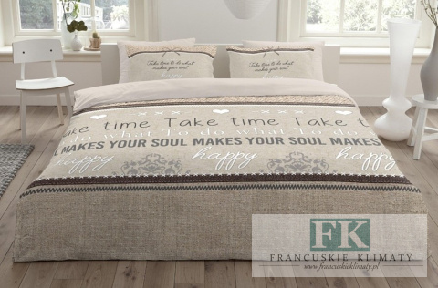 POŚCIEL ANEEZA HOME HAPPY SOUL "TAKE TIME" 160X200 100% BAWEŁNA POŚCIEL HOLENDERSKA