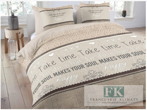 POŚCIEL ANEEZA HOME HAPPY SOUL "TAKE TIME" 160X200 100% BAWEŁNA POŚCIEL HOLENDERSKA