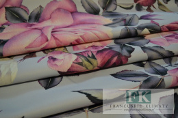 ! TKANINA MATERIAŁ SZER 150 CM PUDROWE RÓŻE NA ZASŁONY OBRUSY PODUSZKI