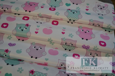 TKANINA MATERIAŁ SÓWKI na zasłony boki obrusy poduszki , szer 145 cm