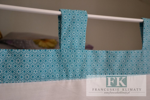 ZAZDROSTKA ZAZDROSKA NA SZELKACH , BAWEŁNA 100% WYS 40 CM , KWIATY TURKUSOWE