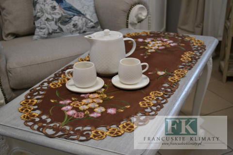 BIEŻNIK DEKORACYJNY 40x90 KWIATY STYL PROWANSALSKI FRANCUSKI VINTAGE RETRO