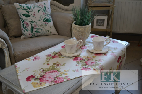 BIEŻNIK DEKORACYJNY 55x75 KWIATY STYL FRANCUSKI PROWANSALSKI SIELANKA