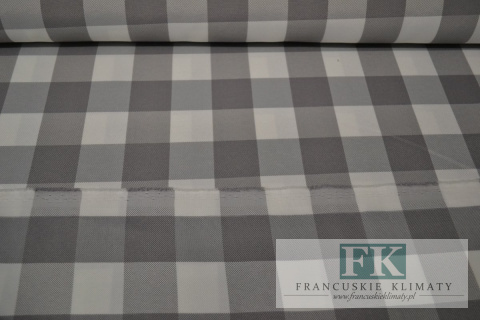 MATERIAŁ TKANINA OBRUSY ZASŁONY KRATA SZARA BIAŁA 4X4 SZER 165 CM