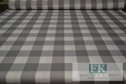 MATERIAŁ TKANINA OBRUSY ZASŁONY KRATA SZARA BIAŁA 4X4 SZER 165 CM